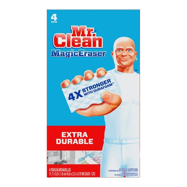 Picture of Mr. Clean 608-82038 Magic Eraser Extra Durable, 4 3/5 X 2 2/5, 7/10In Thick, White, Pk30